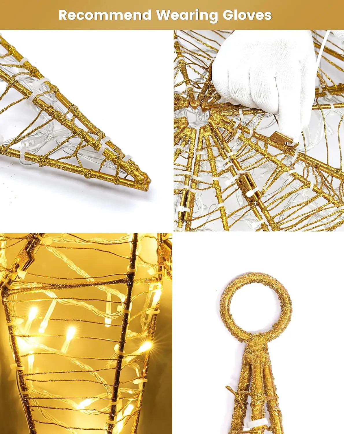 Christmas Bethlehem Star Led Sign for Outdoor Decor Gold Metal Frame